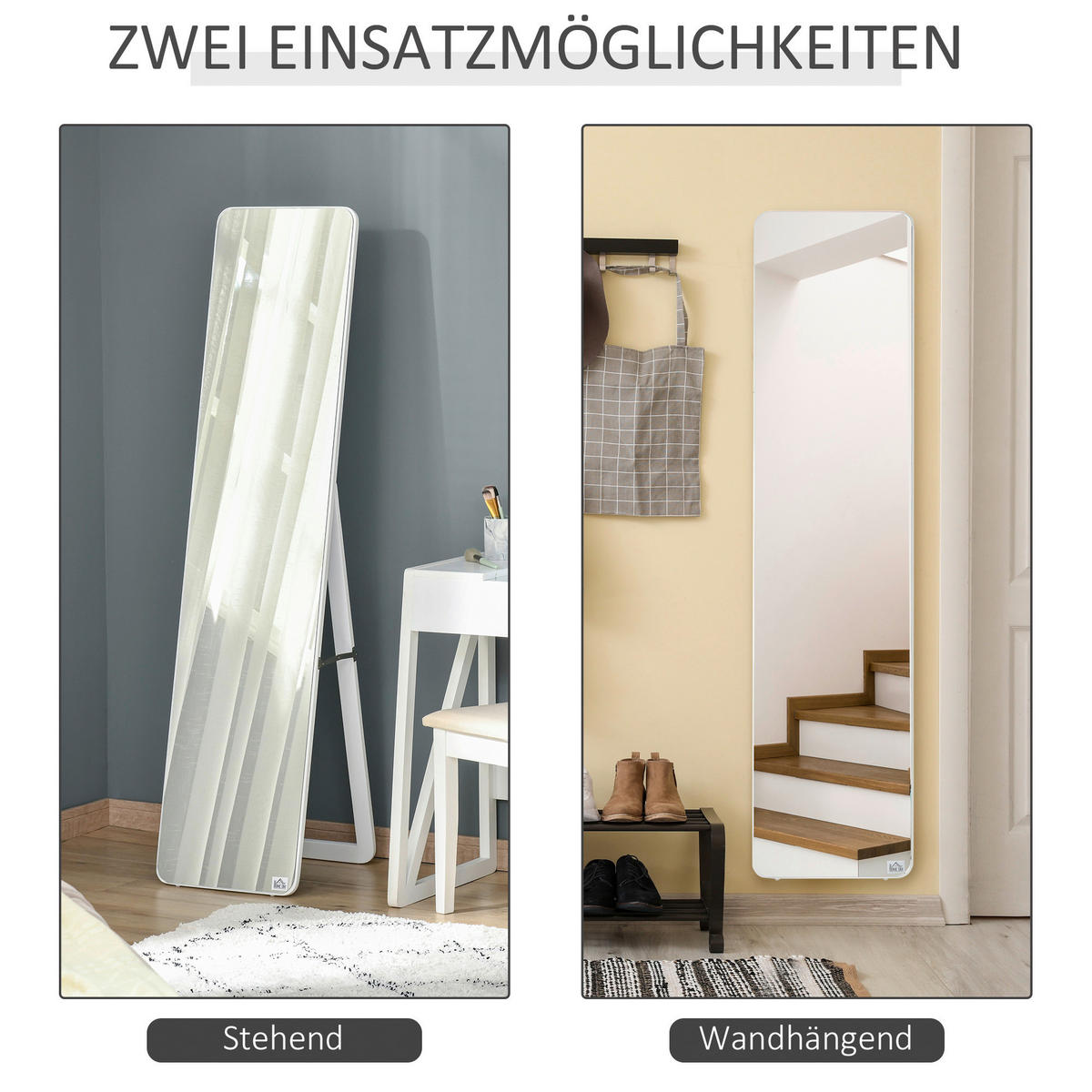 Standspiegel 831-390WT weiß Kiefer B/H/T: ca. 37x156x43 cm 831-390WT - weiß (37,00/156,00/43,00cm) - HOMCOM