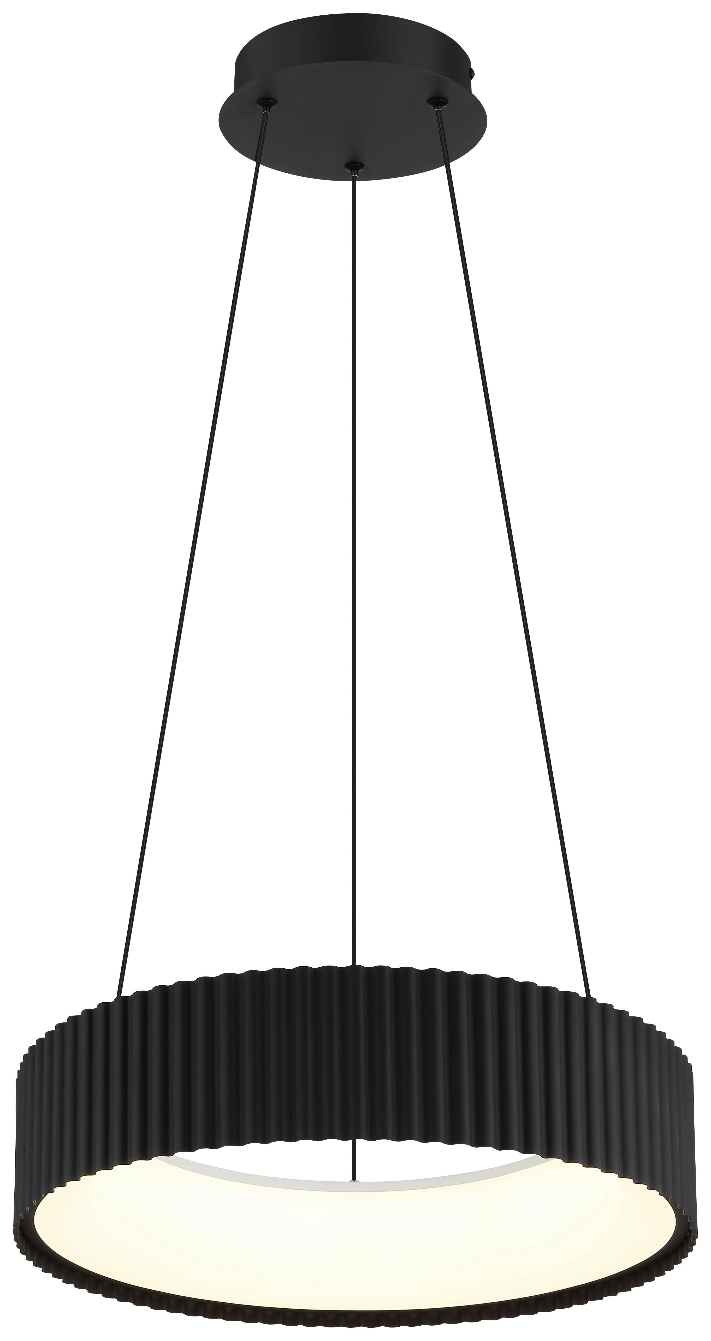 GLOBO LED-Hängeleuchte Opal mattschwarz PVC Metall Acryl H/D: ca. 120x46 cm 1.0 Brennstellen KEMP - Opal/mattschwarz (46,00/120,00cm) - GLOBO