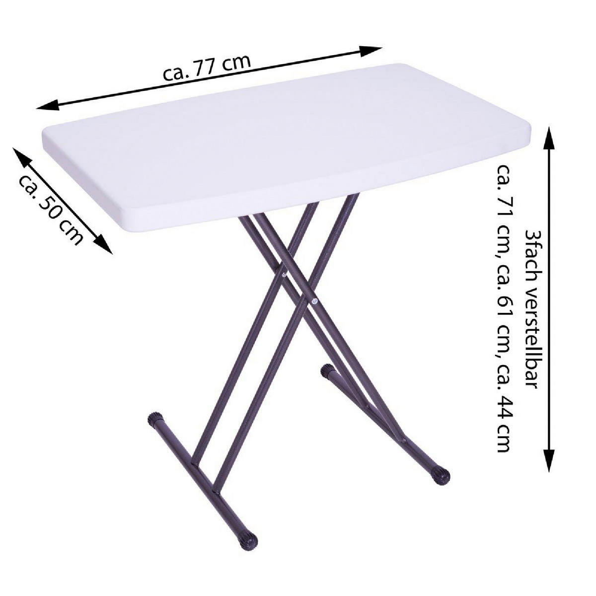 VCM Gartentisch weiß Kunststoff B/H/T: ca. 50x76x70 cm Gartentisch - weiß (50,00/76,00/70,00cm) - VCM