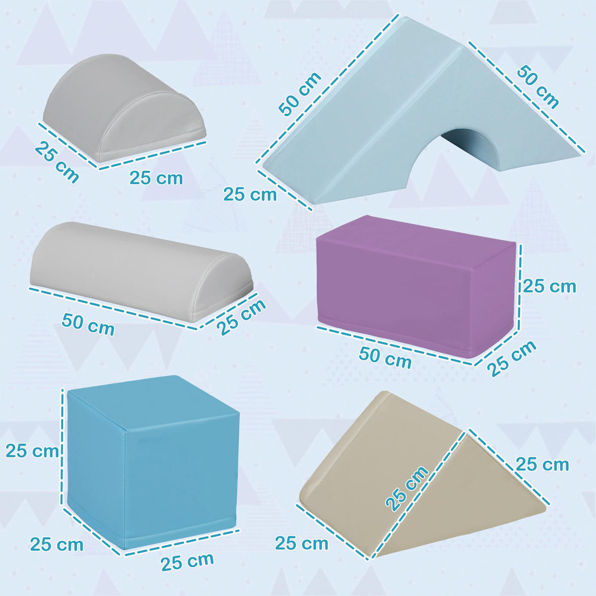 HOMCOM Bausteinset B/H/L: ca. 25x50x25 cm Bausteinset - multicolor (25,00/25,00/50,00cm) - HOMCOM