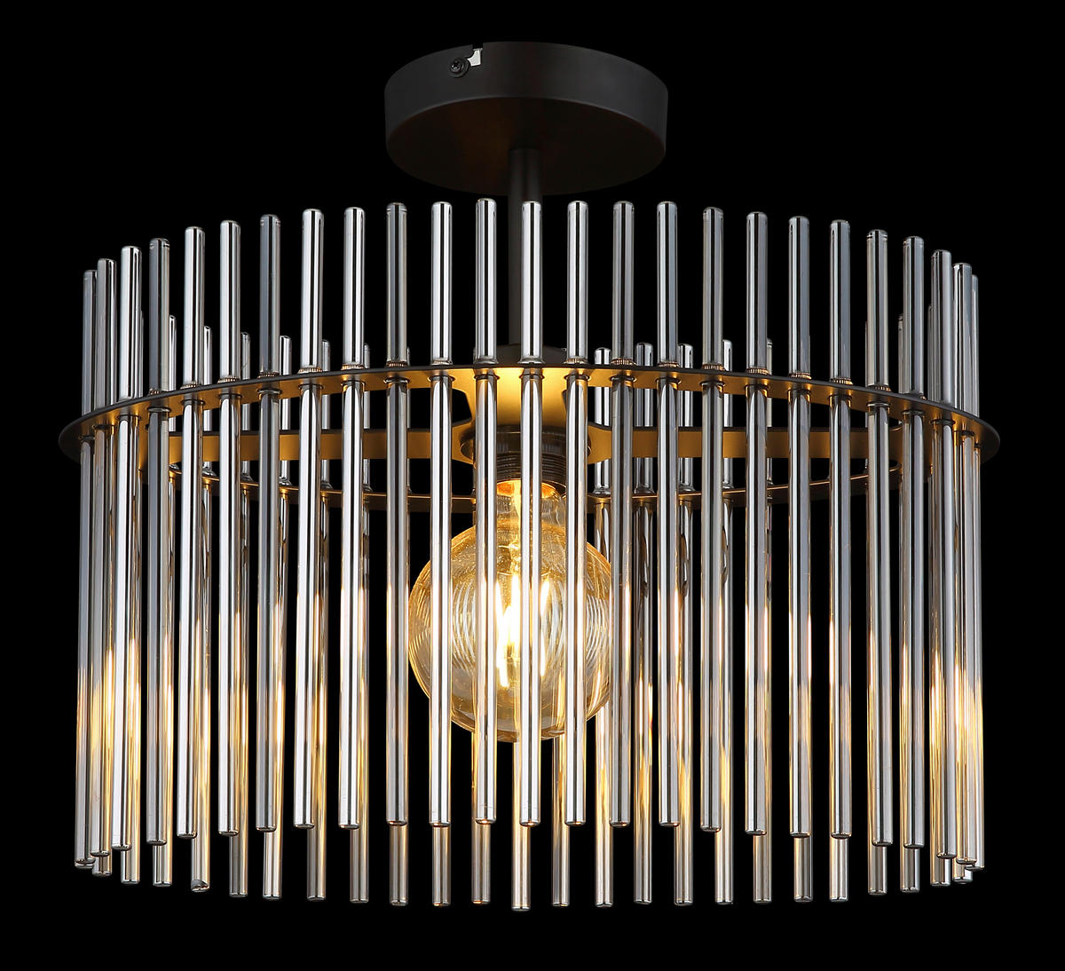 GLOBO Deckenleuchte Rauch mattschwarz Glas Metall B/H/T/L: ca. 22x34x40x40 cm E27 1 Brennstellen Gorley - mattschwarz/Rauch (40,00/22,00/34,00cm) - GLOBO