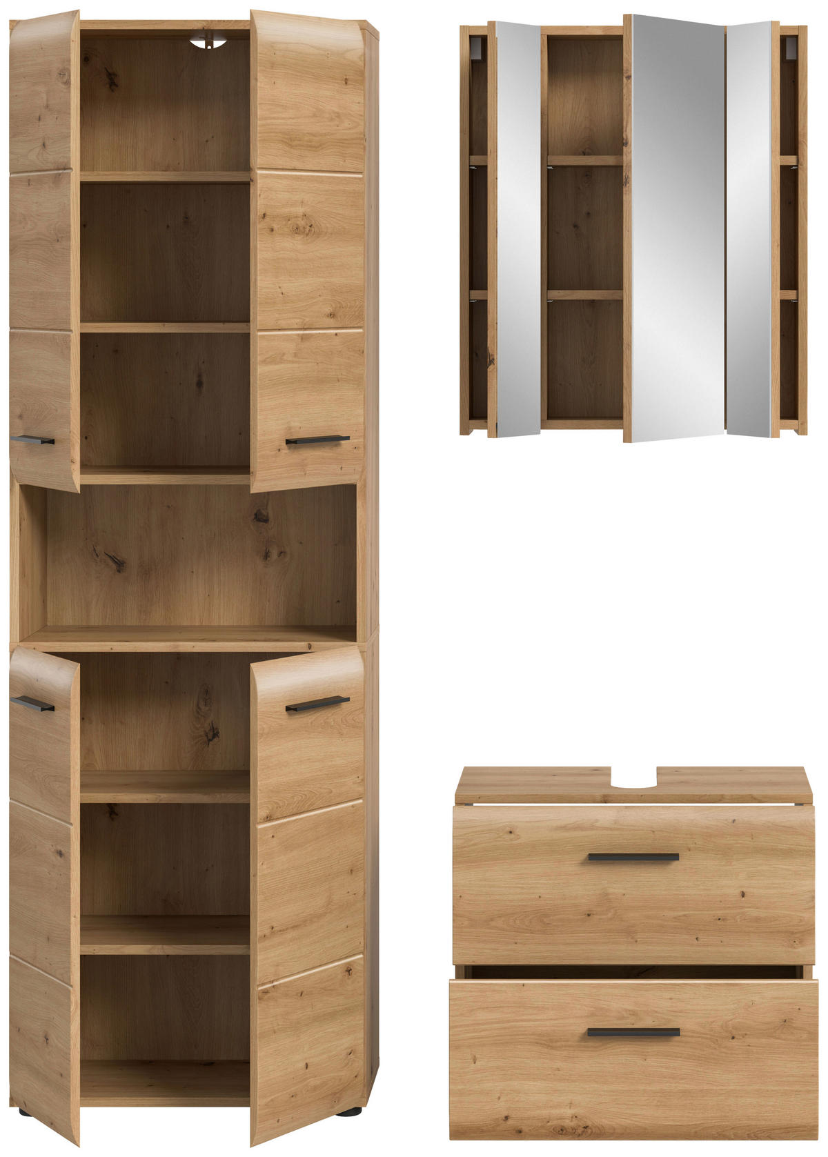 Badezimmer-Set Ice Artisan Oak Nachbildung B/H/T: ca. 135x185x30 cm Ice - (135,00/185,00/30,00cm) - xonox.home