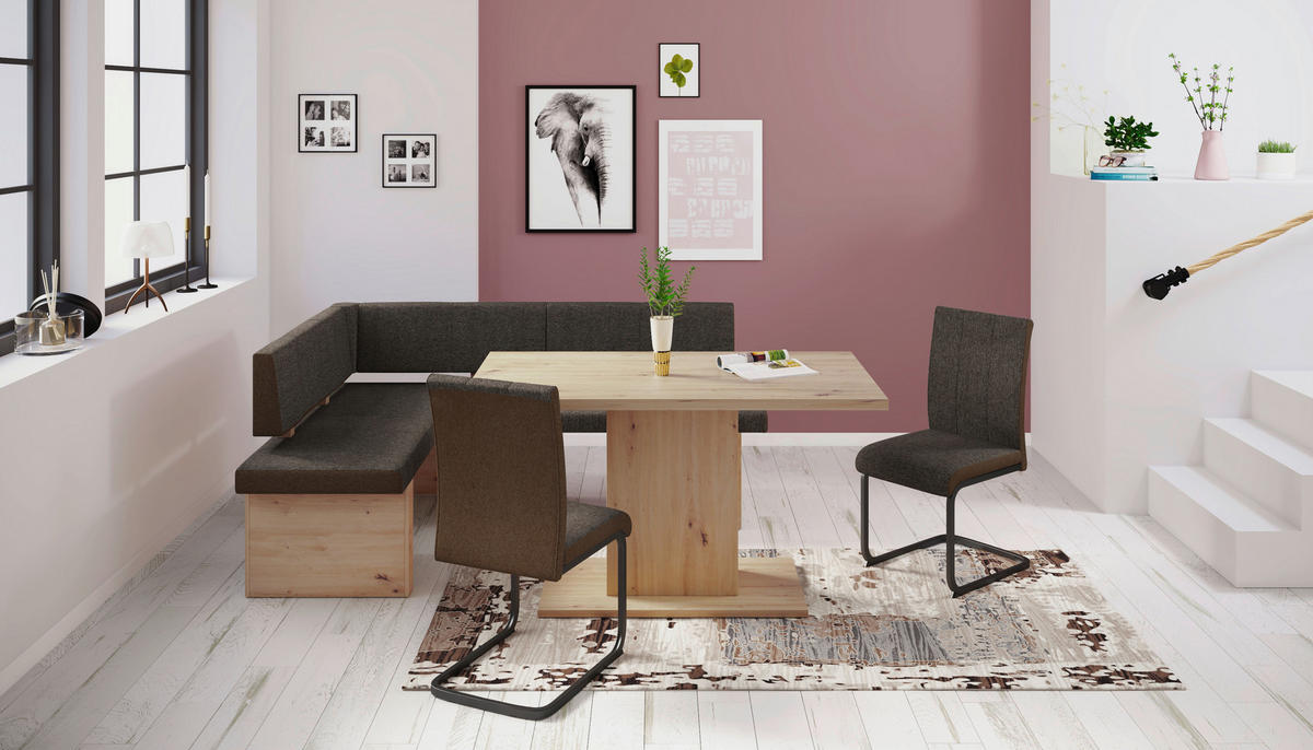 Stuhl 4er Set LINN braun schwarz Webstoff Metall B/H/T: ca. 43x92x52 cm 4er Set LINN - braun/schwarz (43,00/92,00/52,00cm) - Hela