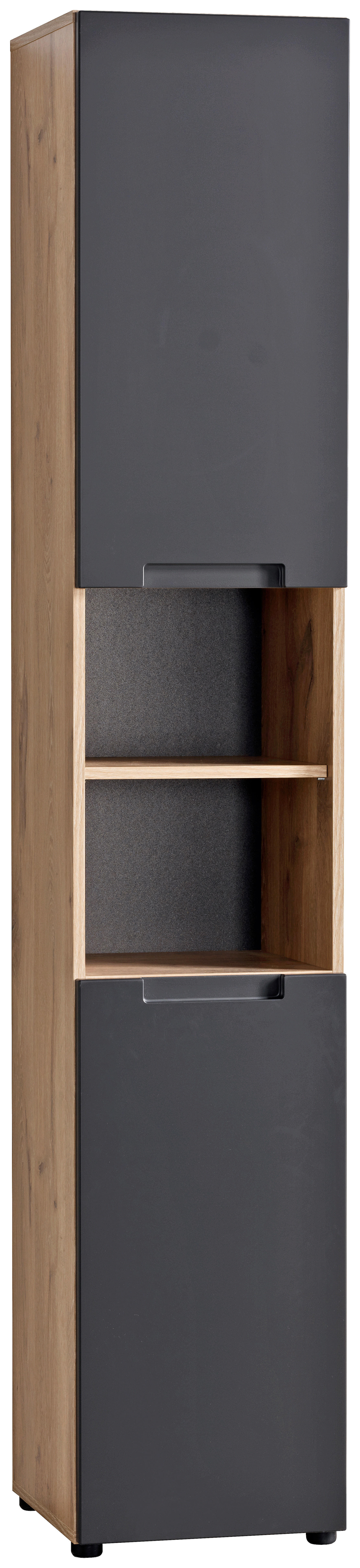 Hochschrank Mailand Eiche Viking Nachbildung anthrazit B/H/T: ca. 35x190x35 cm Mailand - anthrazit (35,00/190,00/35,00cm)