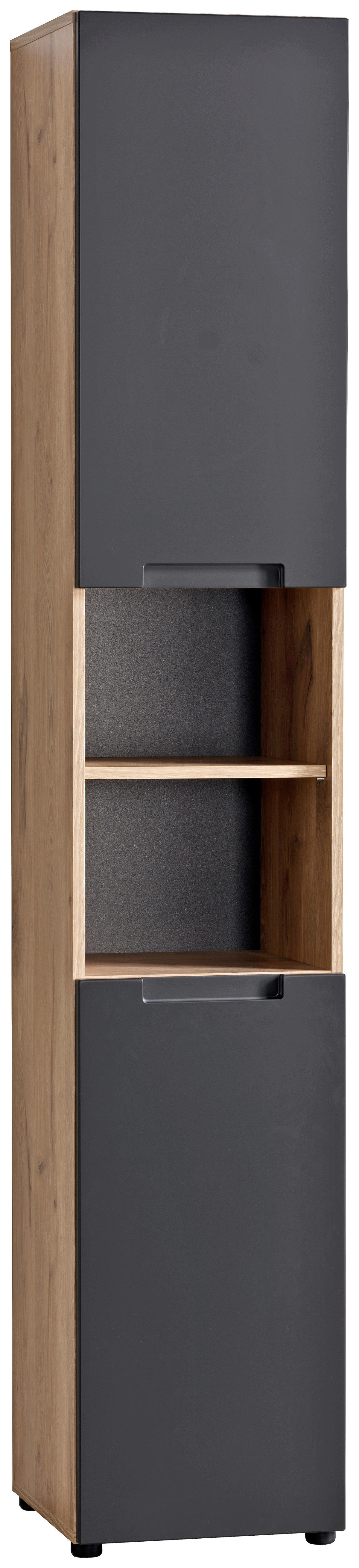 Hochschrank Mailand Eiche Viking Nachbildung anthrazit B/H/T: ca. 35x190x35 cm Mailand - anthrazit (35,00/190,00/35,00cm)