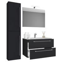 Waschplatz 4tlg-Badinos schwarz B/H/T: ca. 81x52x46 cm 4tlg-Badinos - schwarz (81,00/52,00/46,00cm) - VCM Möbel