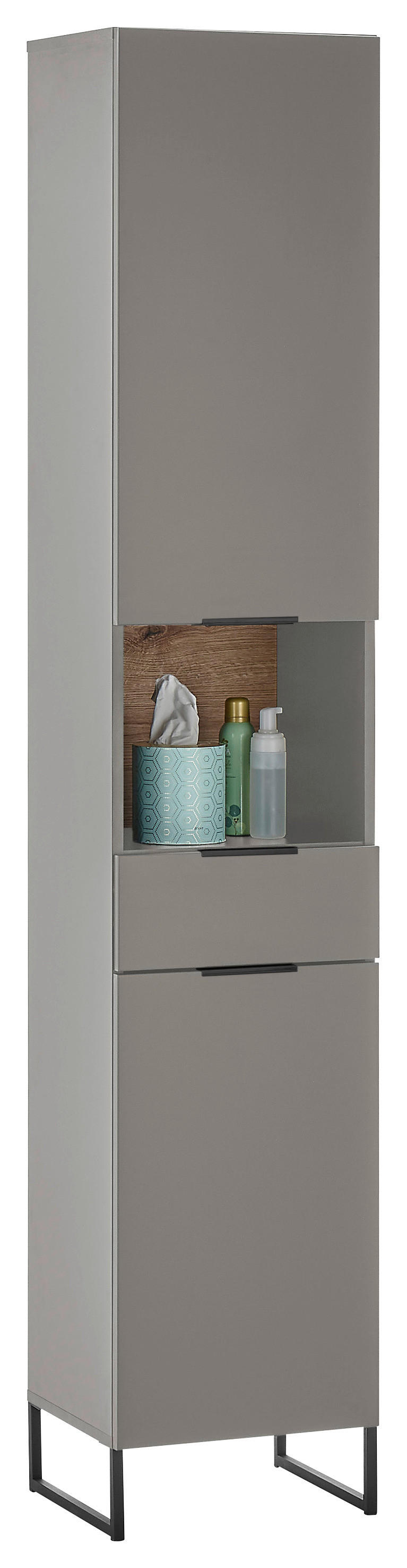 Hochschrank Denver grau matt Eiche Evoke Coast Nachbildung B/H/T: ca. 38x195x32 cm Denver - Eiche/grau (38,00/195,00/32,00cm)