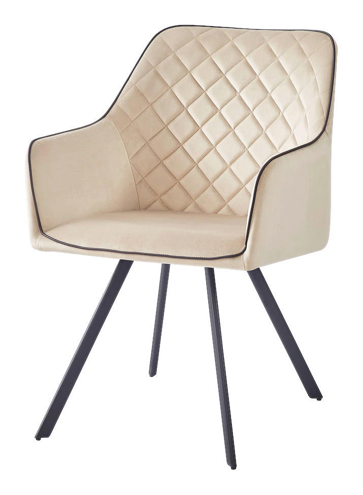 Stuhl Amber 100 beige Microfaser B/H/T: ca. 58x85x64,5 cm Amber 100 - beige/schwarz (58,00/85,00/64,50cm) - 360 Living