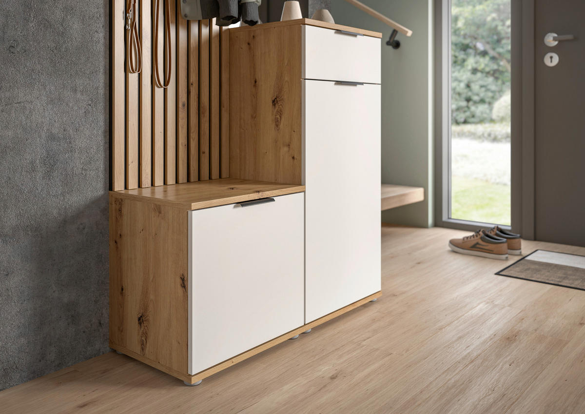 Garderobe Simple Eiche Artisan Nachbildung weiß B/H/T: ca. 88x195x35 cm Simple - Eiche/weiß (88,00/195,00/35,00cm)