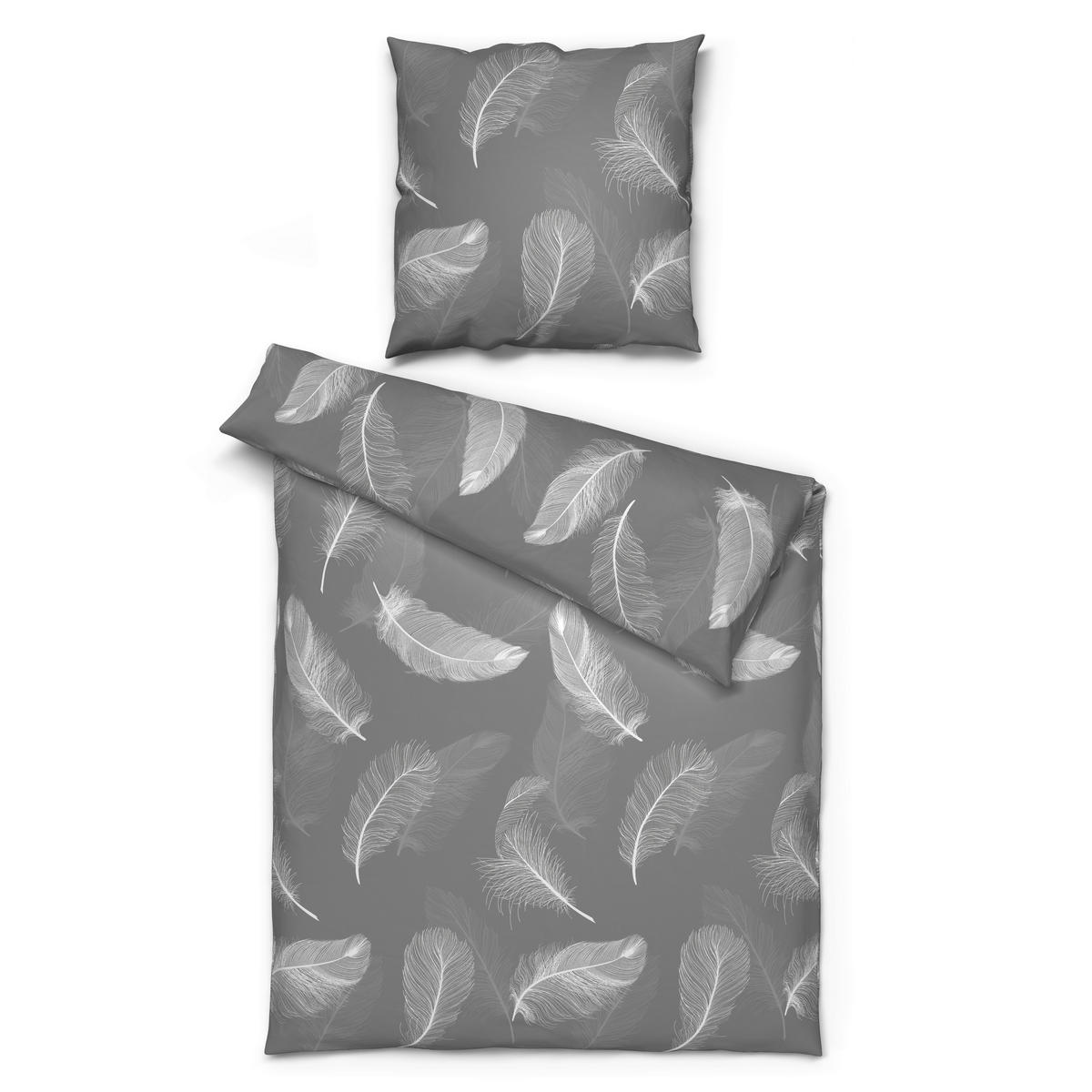 Baumwoll Bettwäsche Renforce Bettwäsche_Renforce Downy 135x200 - weiß/grau (135,00/200,00cm) - beau rêve