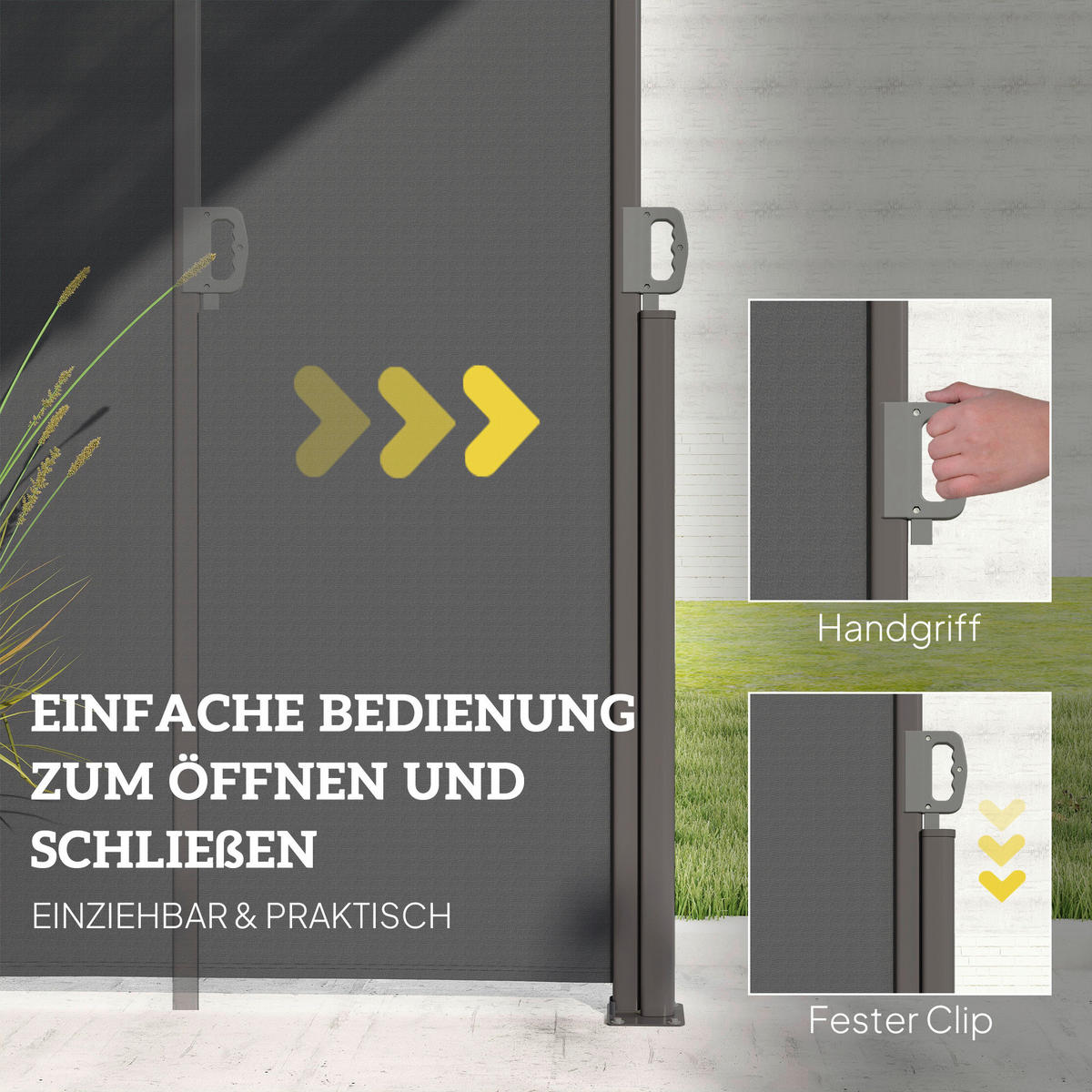 Outsunny Seitenmarkise dunkelgrau Aluminium B/H/L: ca. 1x180x300 cm Seitenmarkise - dunkelgrau (300,00/1,00/180,00cm) - Outsunny