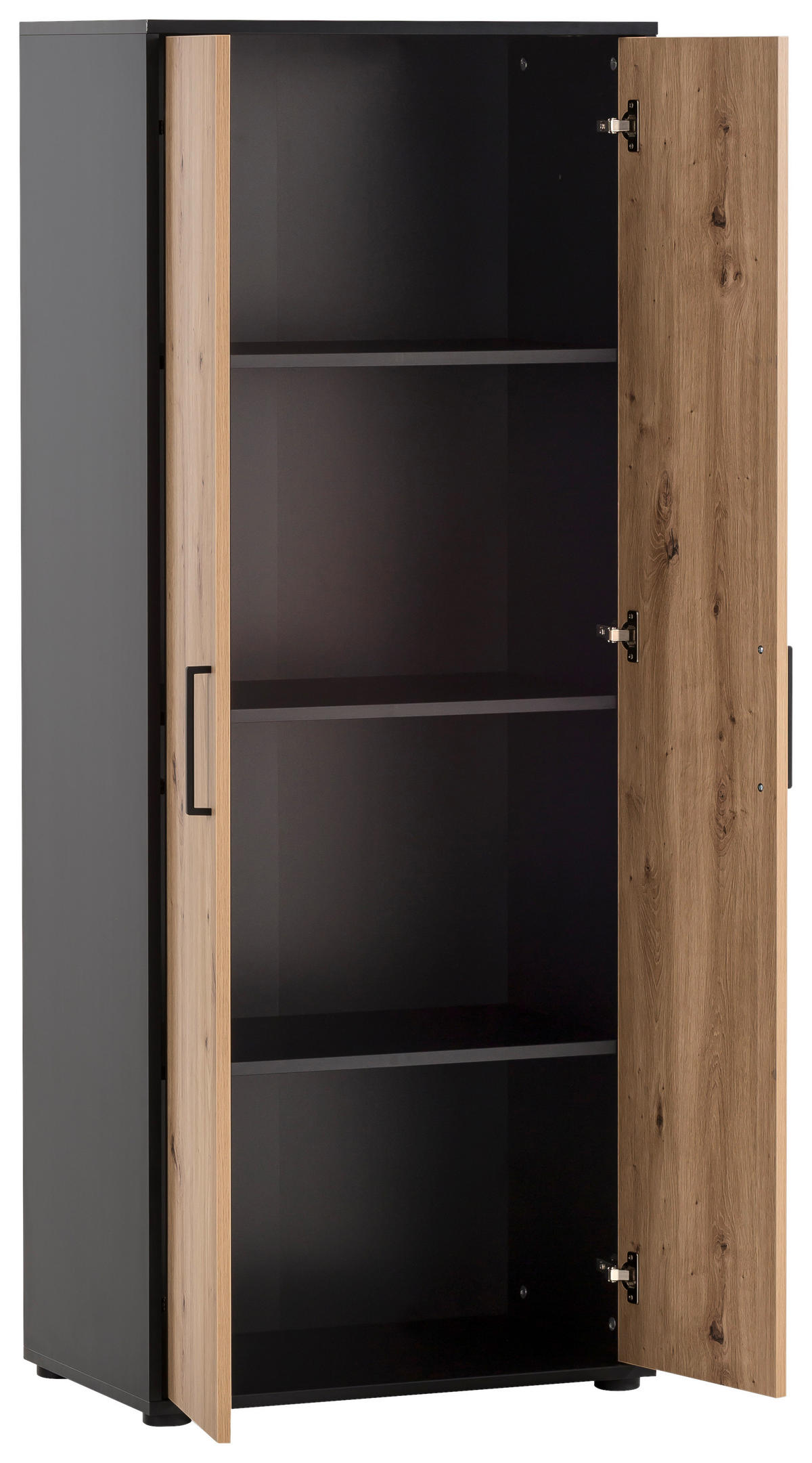 Hochschrank Aino Eiche Artisan Nachbildung schwarz matt B/H/T: ca. 65x163,6x41 cm Aino - Eiche/schwarz (65,00/163,60/41,00cm) - Möbelpartner
