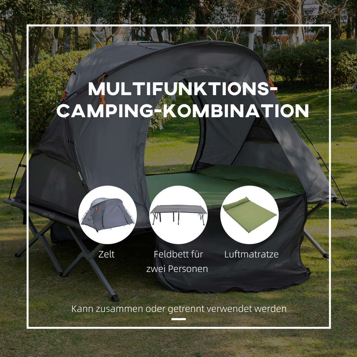 Outsunny Campingartikel B/H/L: ca. 146x200x159 cm Feldbett - grau (159,00/146,00/200,00cm) - Outsunny