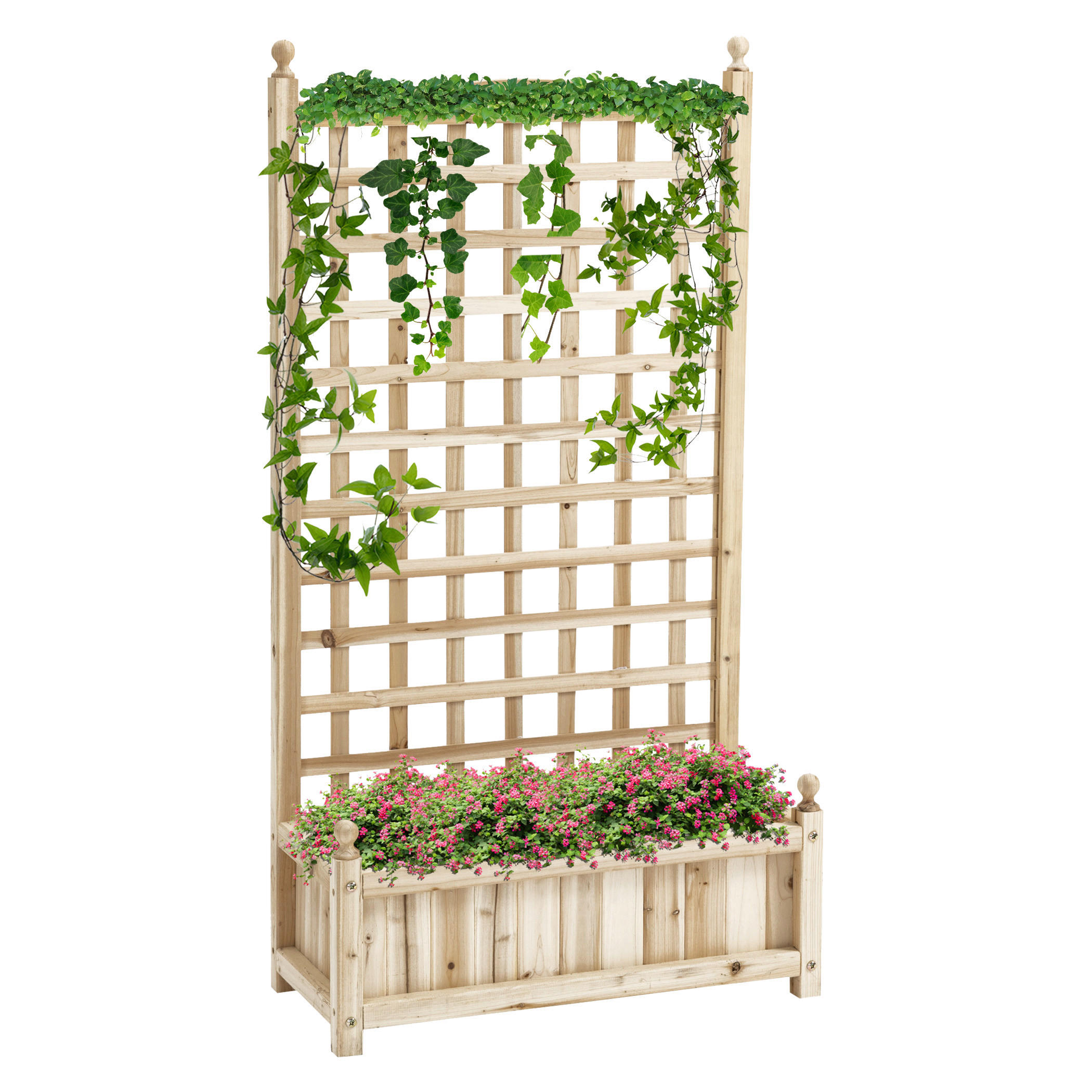 Outsunny Rankkasten im Spalierrahmen-Design natur B/H/L: ca. 28x120x64 cm Rankkasten_im_Spalierrahmen-Design - natur (64,00/28,00/120,00cm) - Outsunny