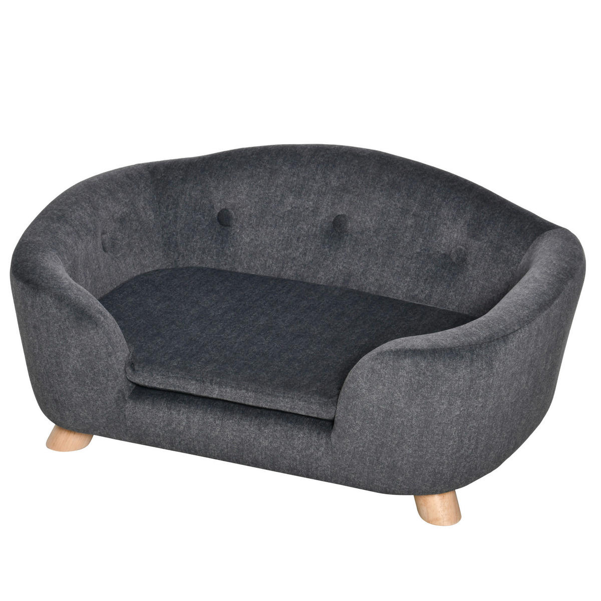 PawHut Hundebett grau Kiefer B/H/L: ca. 47x30x70 cm Hundebett - grau (70,00/47,00/30,00cm) - PawHut