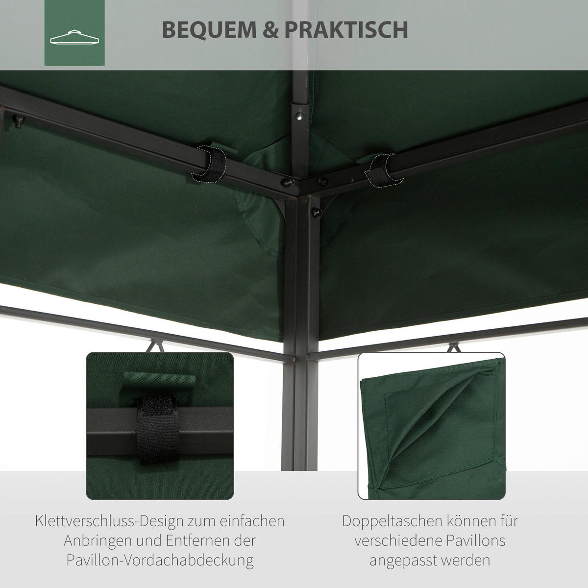 Outsunny Ersatzdach für Pavillon Ersatzdach_für_Pavillon - grün (300,00/400,00/20,00cm) - Outsunny