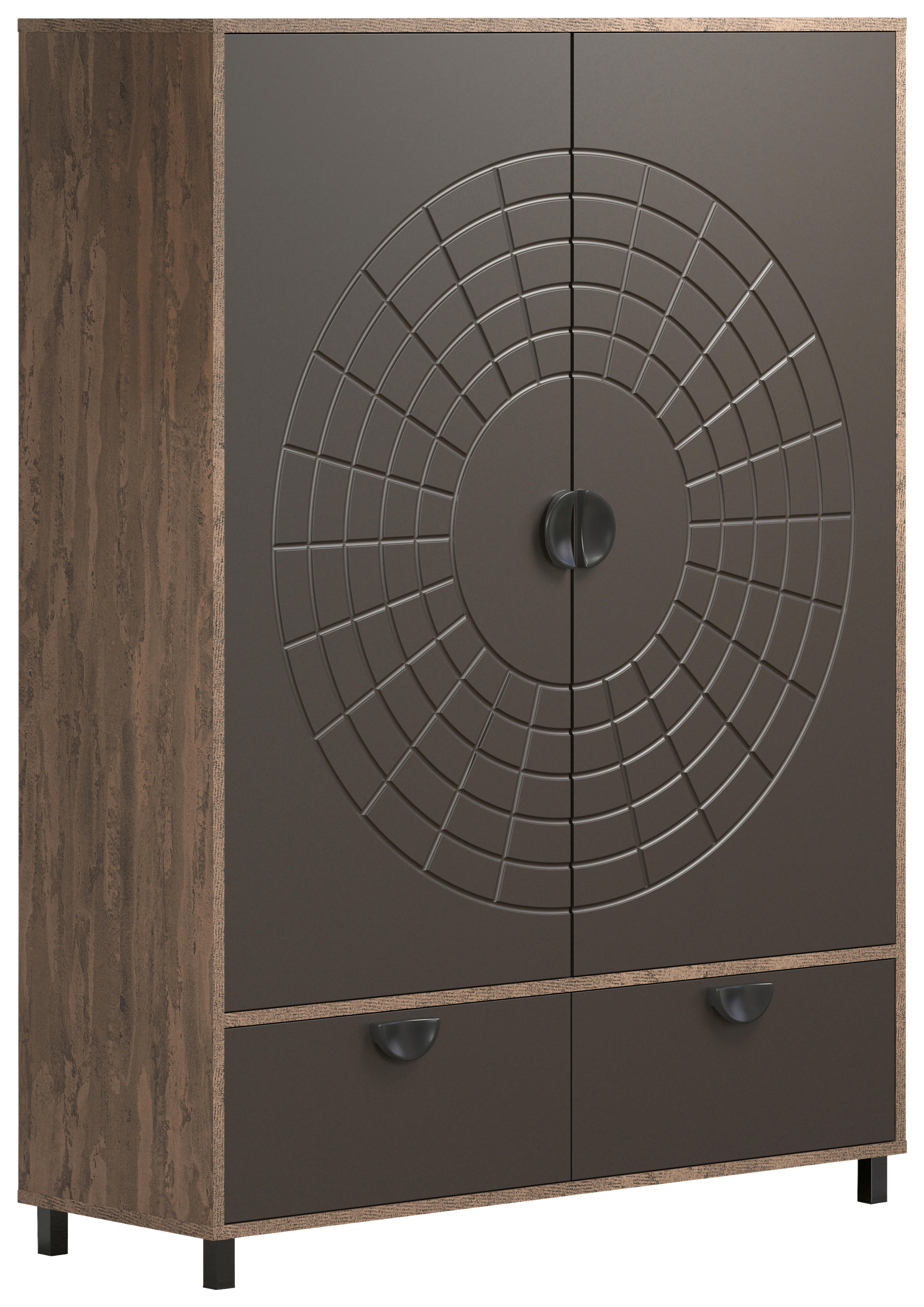 Highboard Fusion Eiche dunkel Nachbildung bronze Optik B/H/T: ca. 120x163x42 cm Fusion - Eiche/bronze (120,00/163,00/42,00cm)