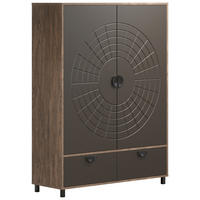 Highboard Fusion Eiche dunkel Nachbildung bronze Optik B/H/T: ca. 120x163x42 cm Fusion - Eiche/bronze (120,00/163,00/42,00cm)