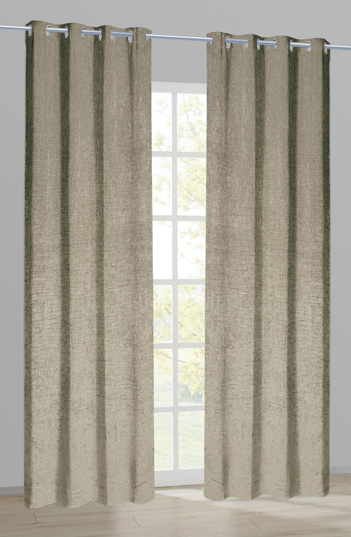 Ösenvorhang Chenille sand B/L: ca. 140x245 cm Chenille - sand (140,00/245,00cm)