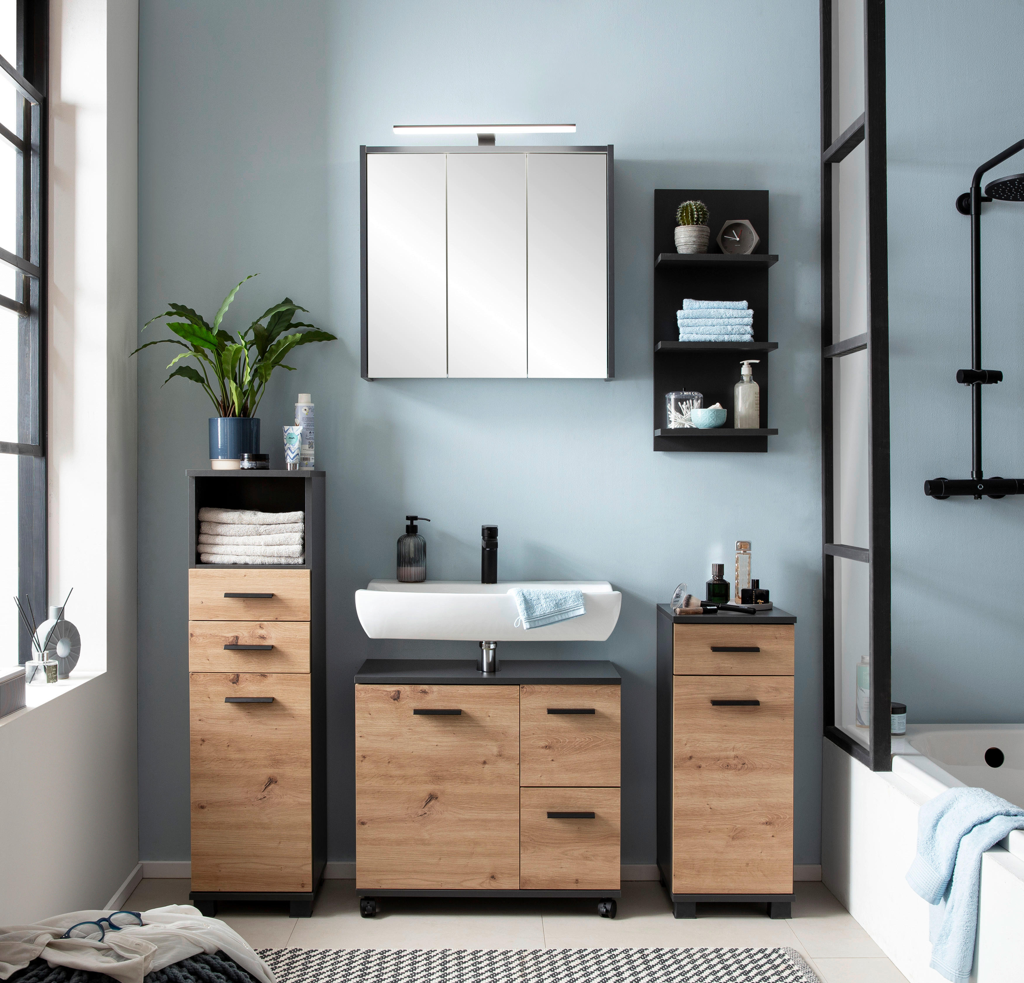 Thumbnail - Spiegelschrank Palermo anthrazit B/H/T: ca. 65x62,7x16 cm