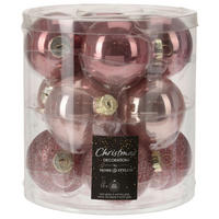 Weihnachtskugelset rosa D: ca. 6 cm Weihnachtskugeln_12erSet - rosa (6,00cm)