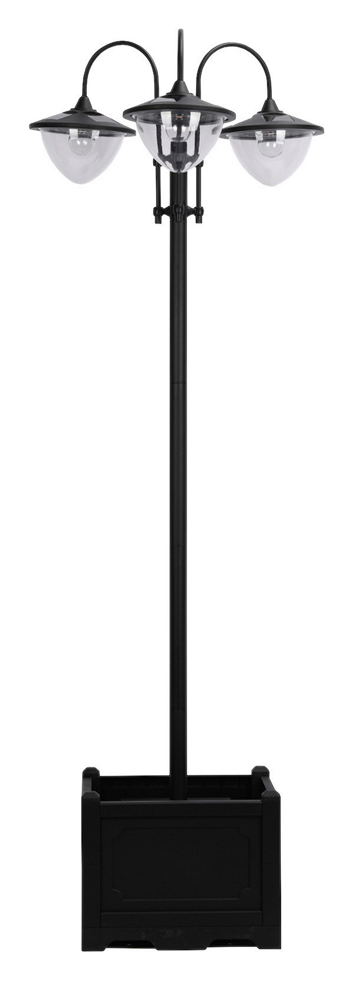 Solarlaterne mit Blumentopf schwarz Aluminium Edelstahl Polypropylen B/H/L: ca. 55x189x60 cm Solarlaterne_mit_Blumentopf - schwarz (60,00/55,00/189,00cm) - Outsunny