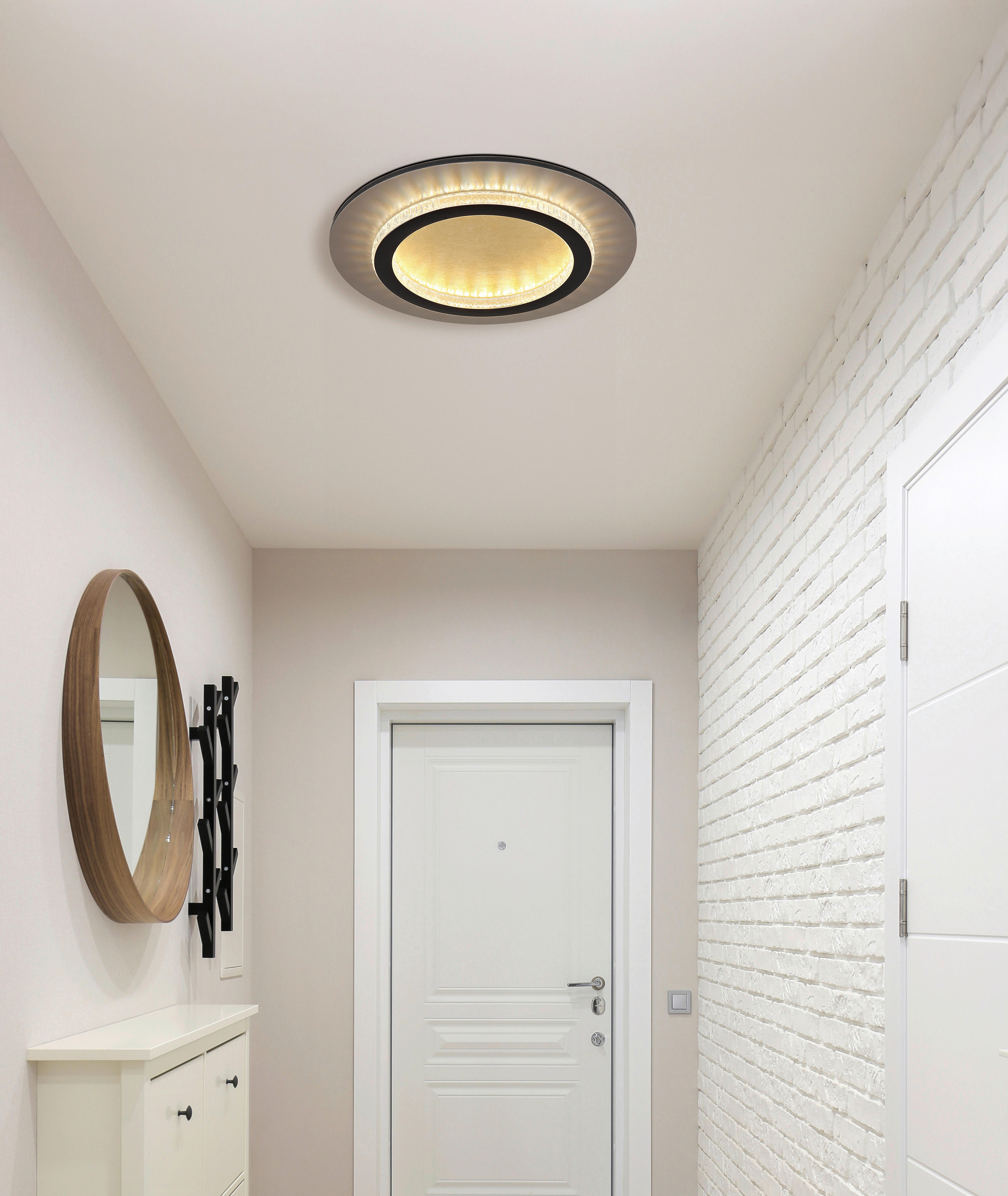 GLOBO LED-Deckenleuchte gold klar mattschwarz Kunststoff Metall H/D: ca. 5,5x35 cm 1 Brennstellen JAYDEN - gold/klar (35,00/5,50cm) - GLOBO