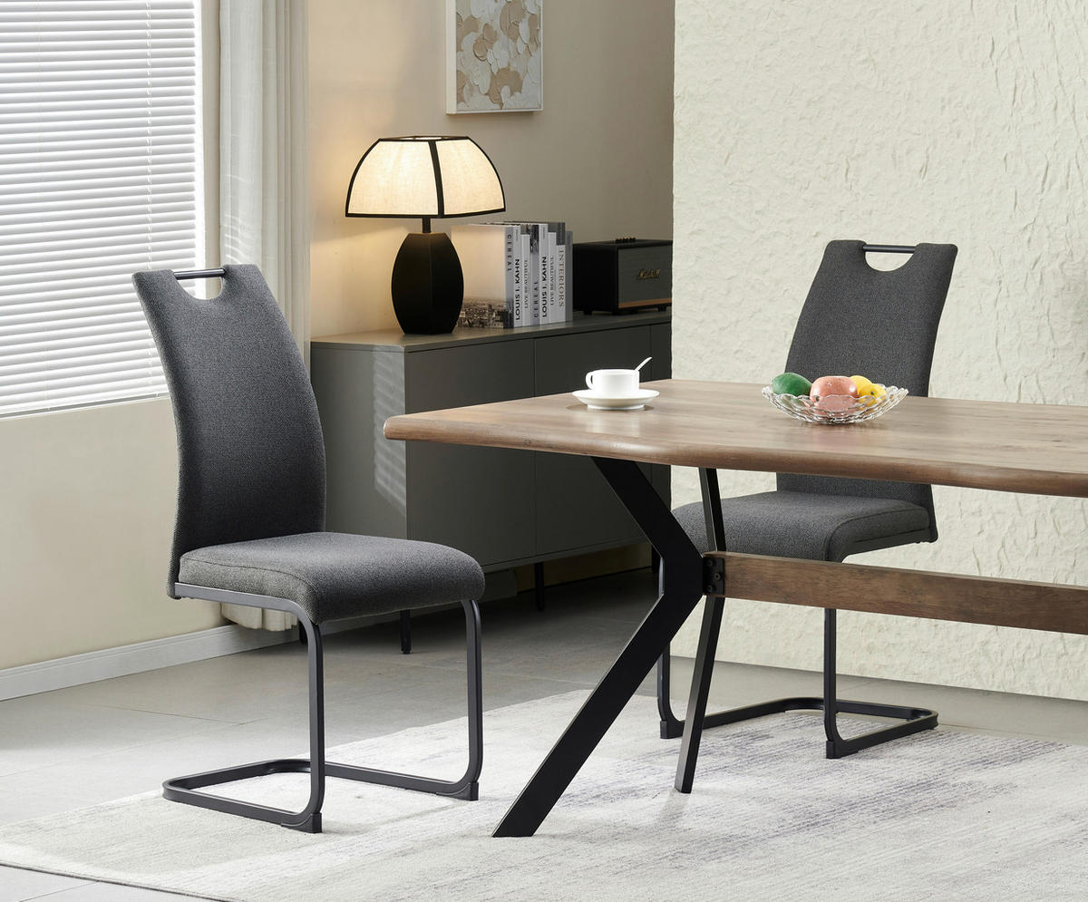 Schwingstuhl HANNA, 2er Set anthrazit schwarz Webstoff B/H/T: ca. 43x98x59 cm HANNA, 2er Set - schwarz/anthrazit (43,00/98,00/59,00cm) - xonox.home