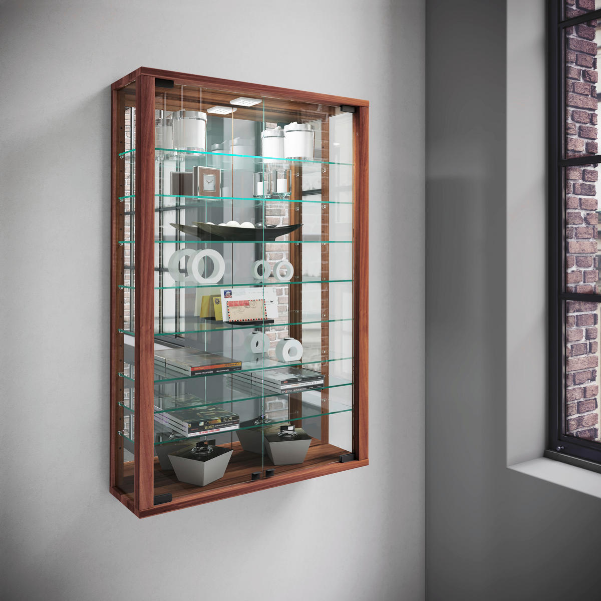 Vitrine Vitrosa nussbaum Nachbildung Holzwerkstoff Glas B/H/T: ca. 59x91x18 cm Vitrosa - nussbaum (59,00/91,00/18,00cm) - VCM Möbel