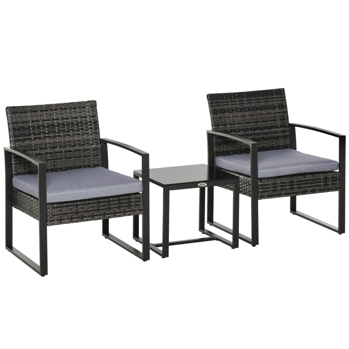 Outsunny Sitzgruppe grau Polyrattan B/H/L: ca. 57x63x76 cm Gartenmöbel-Set - grau (76,00/57,00/63,00cm) - Outsunny