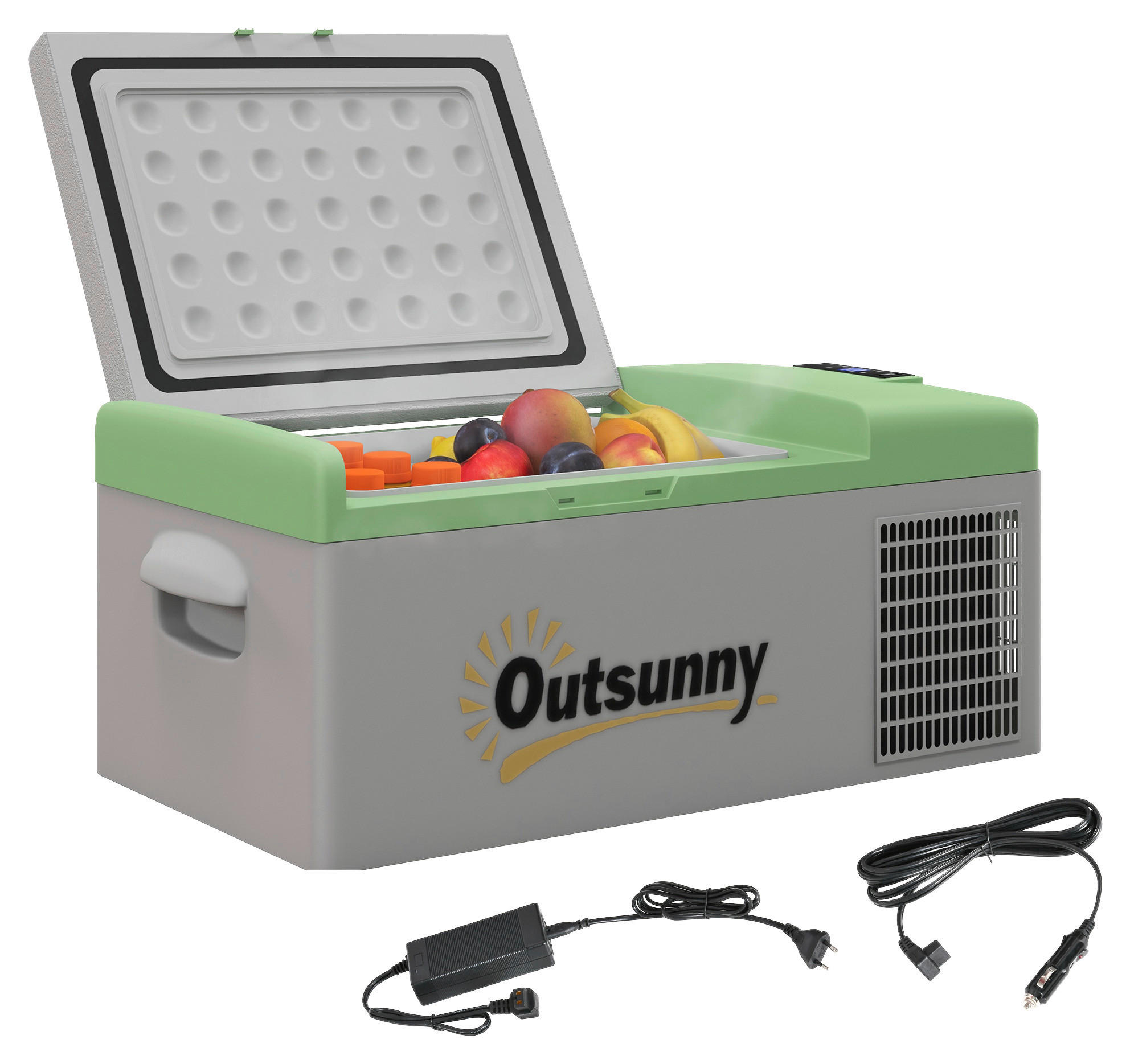 Outsunny Kompressor Kühlbox grau Kunststoff B/H/L: ca. 32x26x60 cm Kompressor Kühlbox 16l - grau (60,00/32,00/26,00cm) - Outsunny