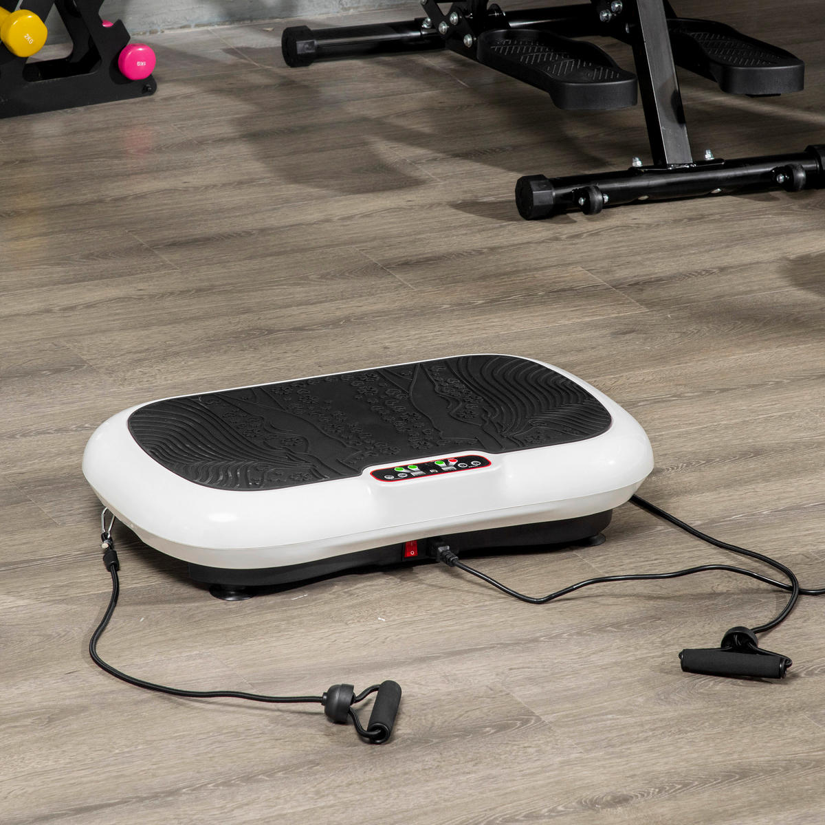 HOMCOM Fitness-Gerät schwarz weiß Edelstahl Kunststoff Polypropylen B/H/L: ca. 40x73x13 cm Vibrationsplatte - weiß/schwarz (13,00/40,00/73,00cm) - HOMCOM