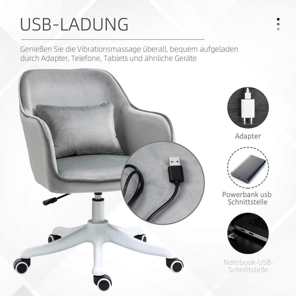 Drehstuhl 921-298V70GY grau 921-298V70GY - grau (55,00/86,00/65,00cm) - Vinsetto