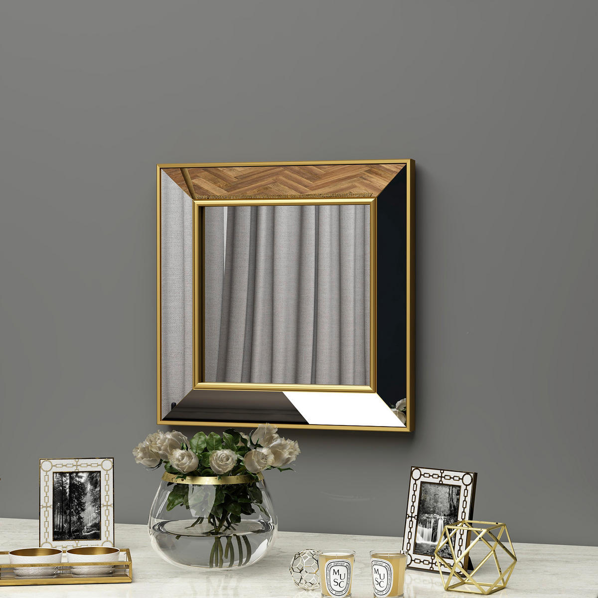 Wandspiegel Martin gold Optik B/H/T: ca. 40x40x3,5 cm ▷ online