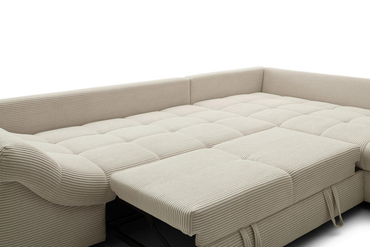 Ecksofa Pietro II natur Microfaser B/H/T: ca. 303x88x202 cm Pietro II - natur/schwarz (303,00/88,00/202,00cm)