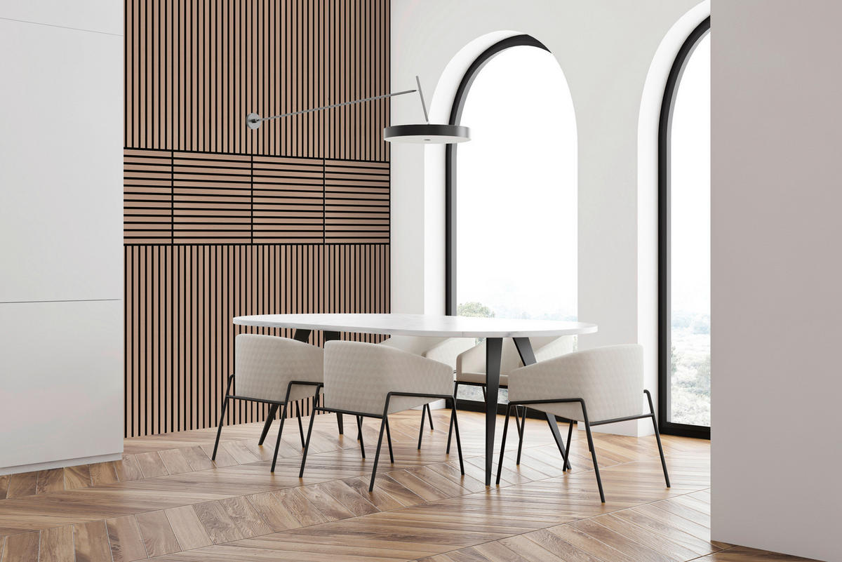 Wand-und Akustikpaneel braun L/B/H: ca. 52x52x1 cm pro Stück Akustikpaneel 52x52 Oiled Oak - braun (52,00/52,00/1,00cm)