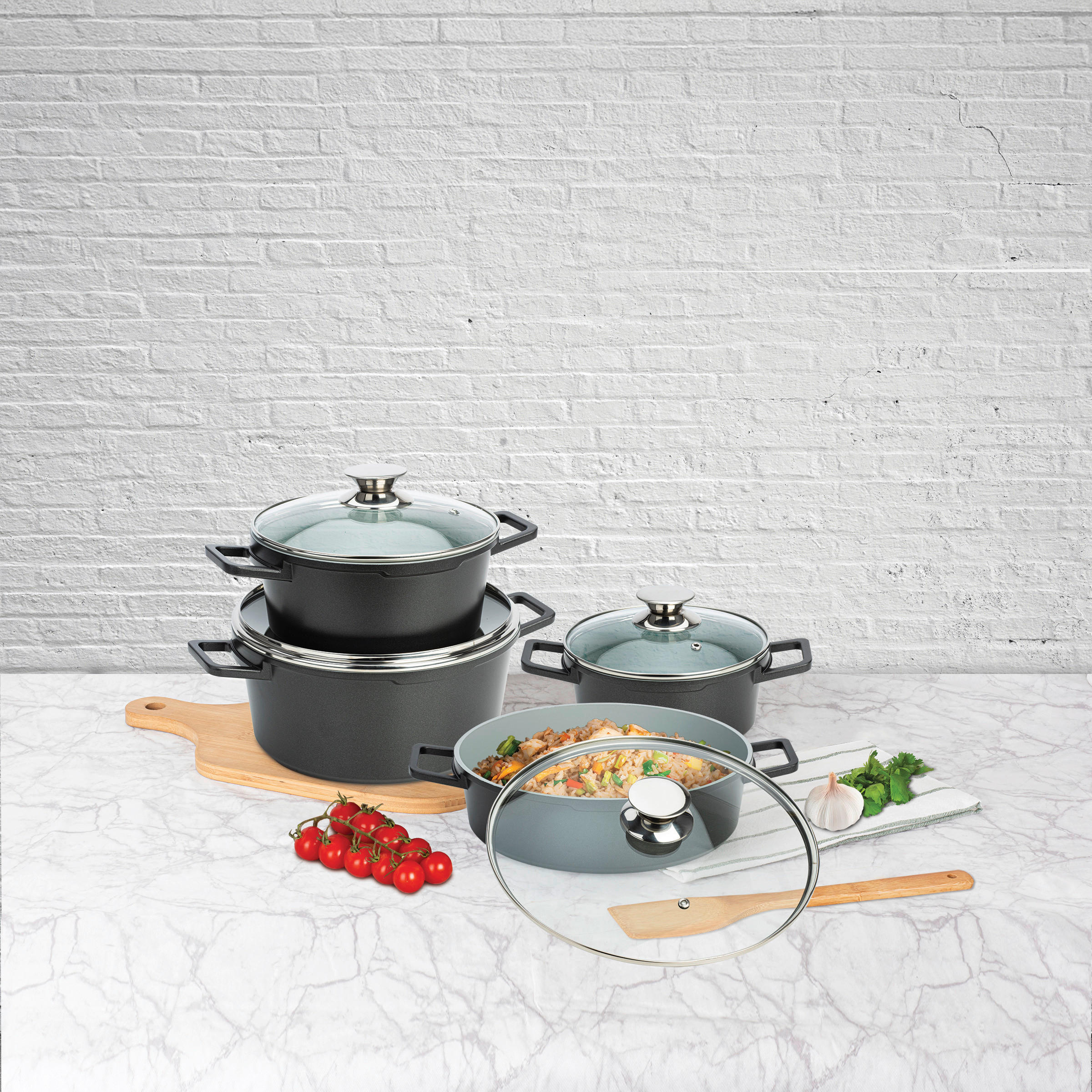 Thumbnail - POCOline Topfset schwarz Aluminium 8 tlg.