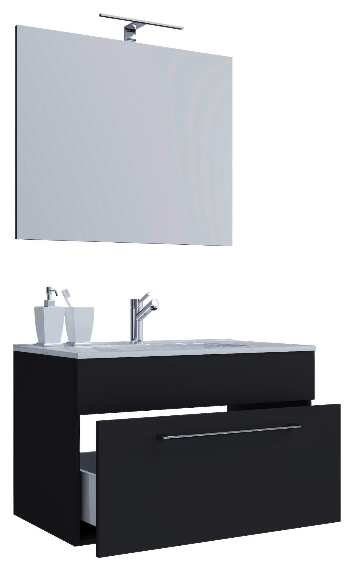 Waschplatz 3tlg-Badinos schwarz B/H/T: ca. 80x50x46 cm 3tlg-Badinos - schwarz (80,00/50,00/46,00cm) - VCM Möbel
