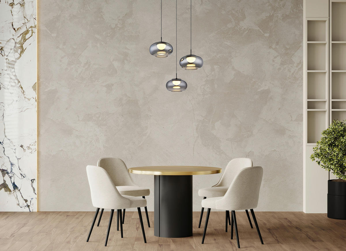 GLOBO LED-Pendelleuchte mattschwarz Rauch schwarz Metall Glas H/D: ca. 150x49 cm 1.0 Brennstellen QUINTARA - schwarz/mattschwarz (49,00/150,00cm) - GLOBO