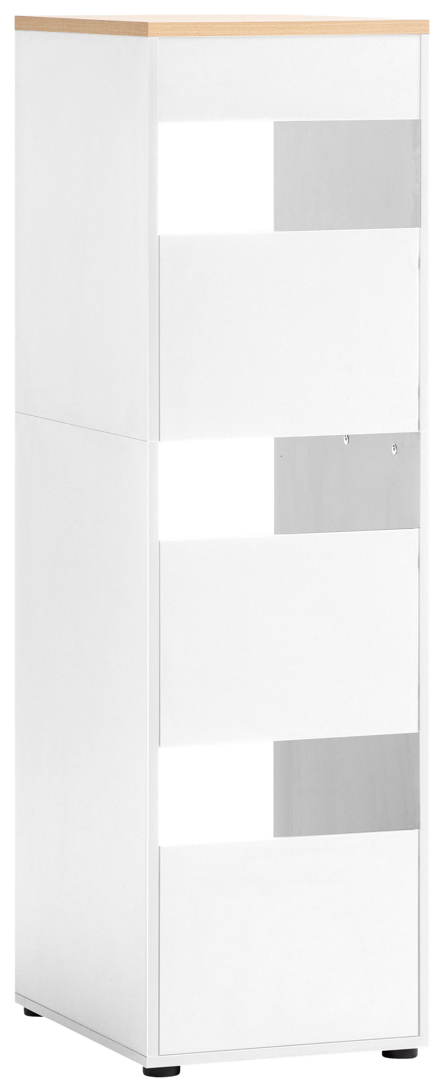 Hochschrank Solea weiß matt Eiche hell Nachbildung B/H/T: ca. 45,1x154,7x60 cm Solea - Eiche/weiß (45,10/154,70/60,00cm) - Schildmeyer