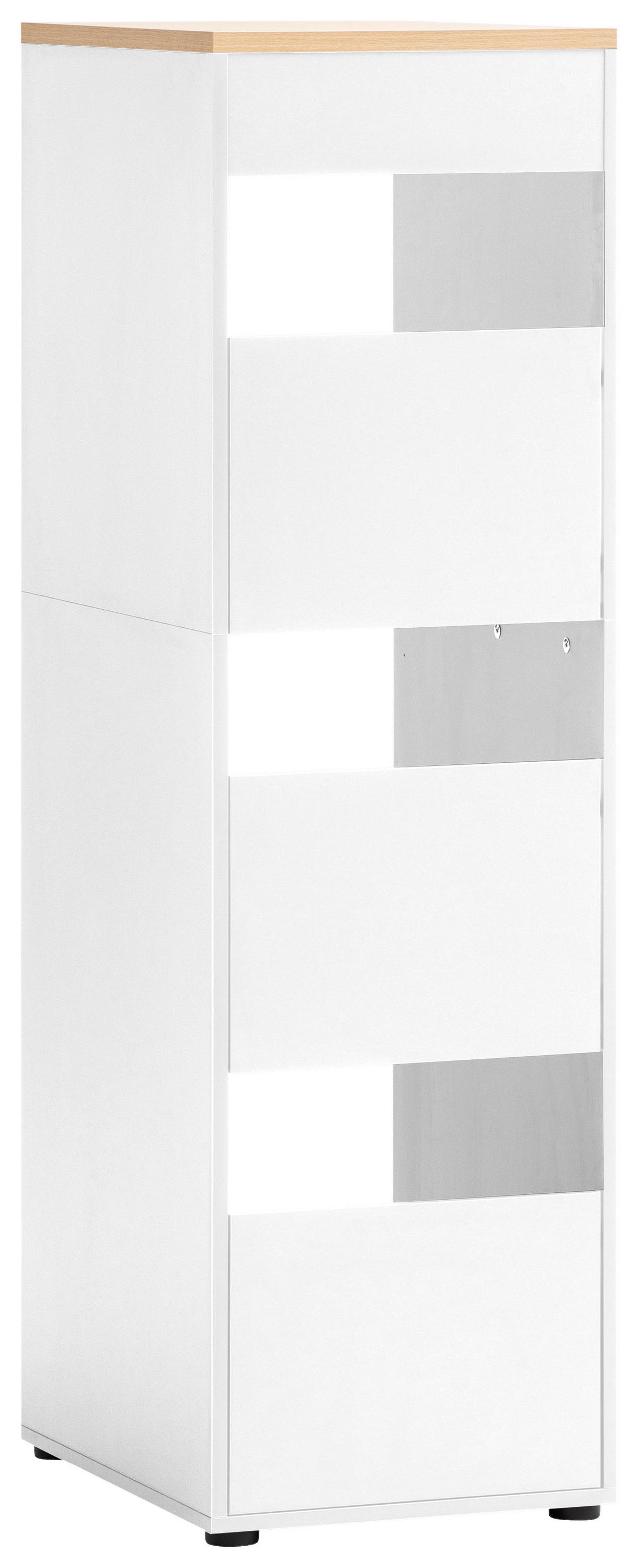 Hochschrank Solea weiß matt Eiche hell Nachbildung B/H/T: ca. 154,7x45,1x60 cm Solea - Eiche/weiß (154,70/45,10/60,00cm) - Schildmeyer