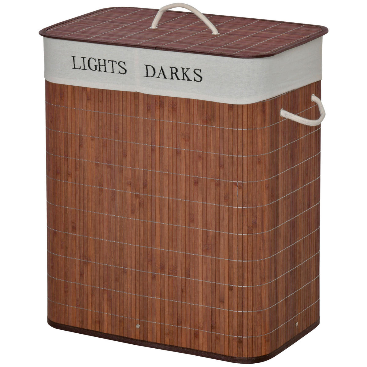 HOMCOM Wäschekorb weiß B/H/L: ca. 32x52x63 cm Wäschekorb - braun/weiß (63,00/32,00/52,00cm) - HOMCOM