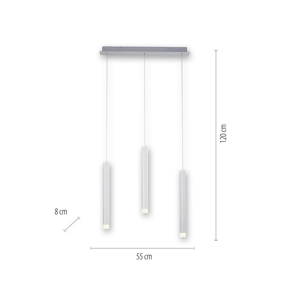 Just Light LED-Pendelleuchte BRUNO 15203-95 Alu Eisen Aluminium B/H/T: ca. 55x120x8 cm 3.0 Brennstellen BRUNO - Alu (55,00/120,00/8,00cm) - Just Light