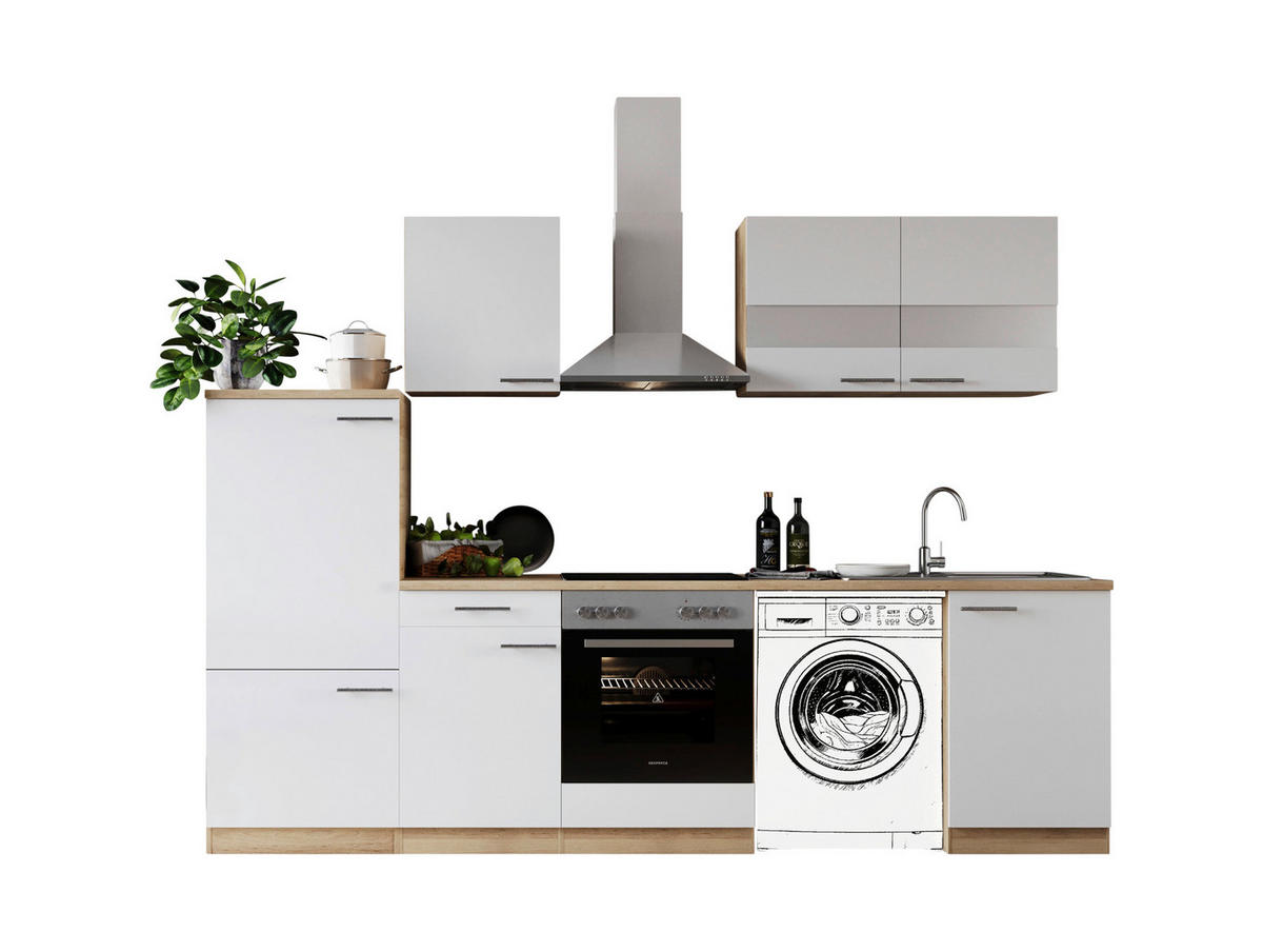 Respekta Küchenblock Merle weiß B/H/T: ca. 280x200x60 cm Merle - Eiche/weiß (280,00/200,00/60,00cm) - Respekta