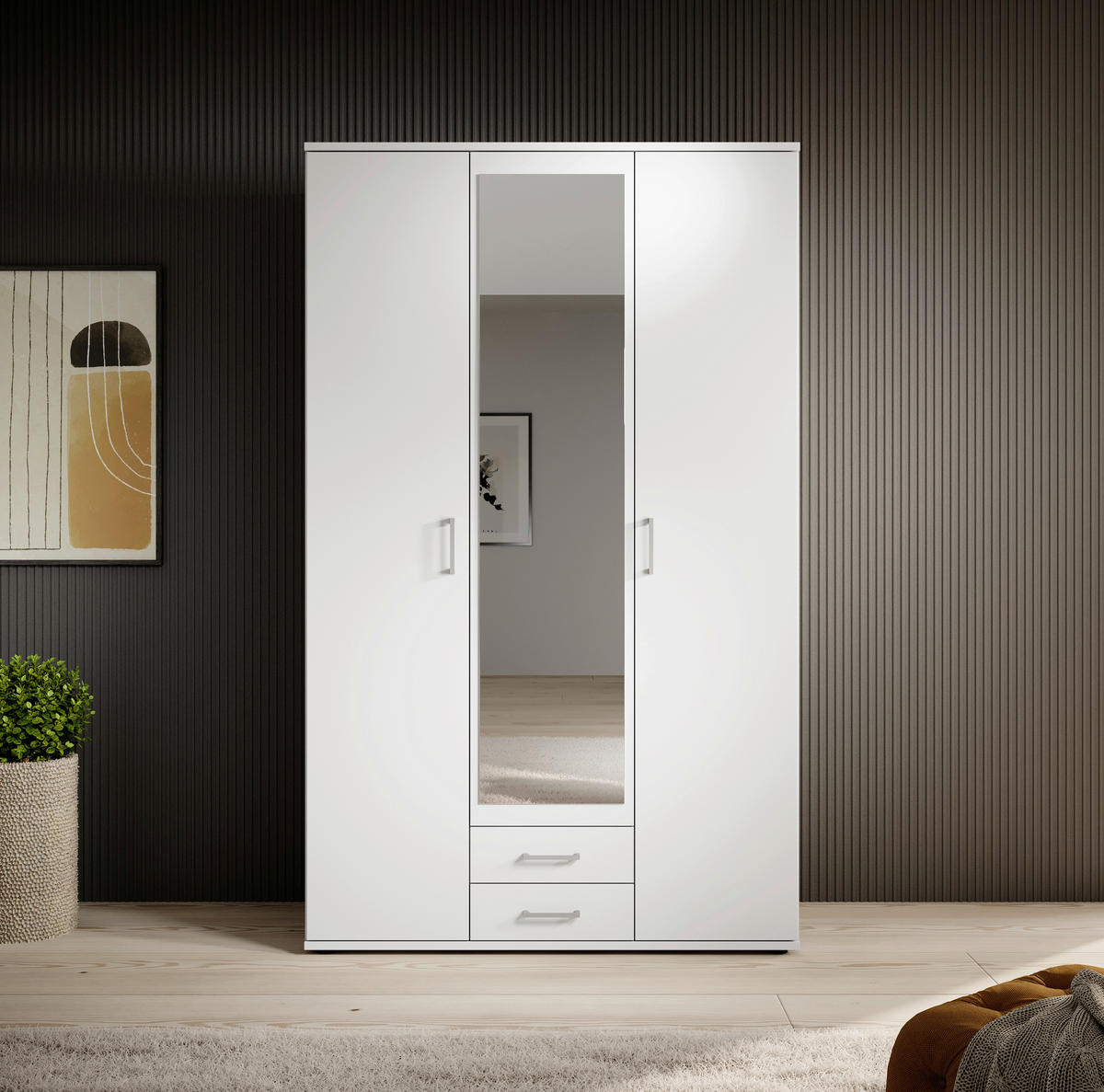 Kleiderschrank Karl weiß B/H/T: ca. 120x195x55 cm Karl - weiß/grau (120,00/195,00/55,00cm)