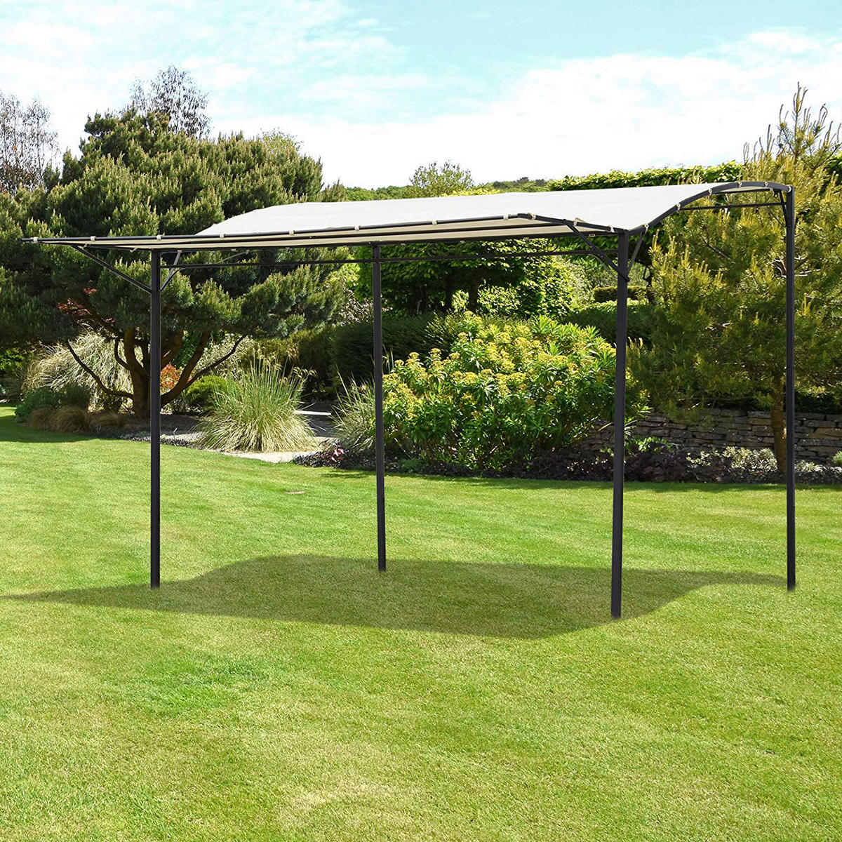 Outsunny Pavillon schwarz Stahl B/H/L: ca. 250x250x300 cm Pavillon - creme/schwarz (300,00/250,00/250,00cm) - Outsunny