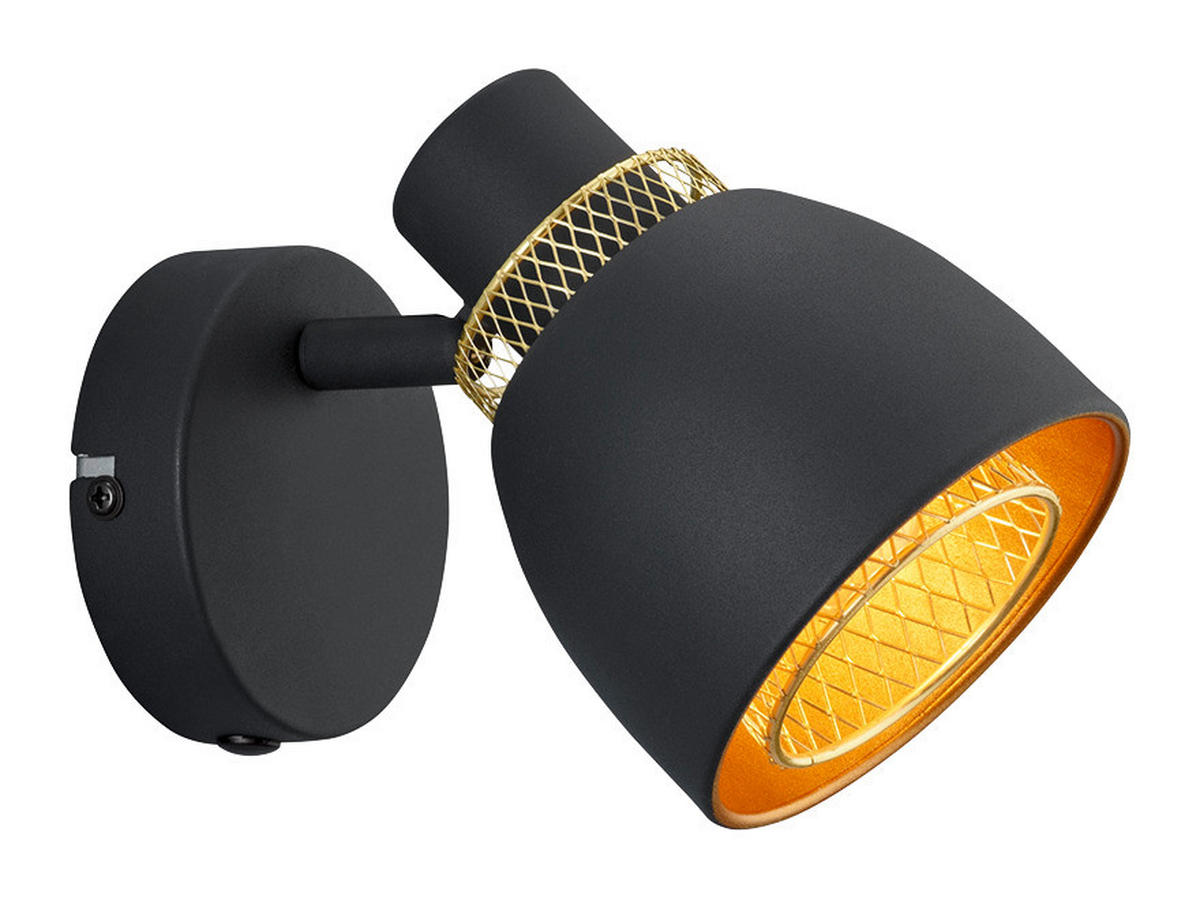 Spot schwarz gold Metall B/H/T: ca. 10x14x17 cm E14 1 Brennstellen Spot_1flg.Punch - gold/schwarz (10,00/14,00/17,00cm)