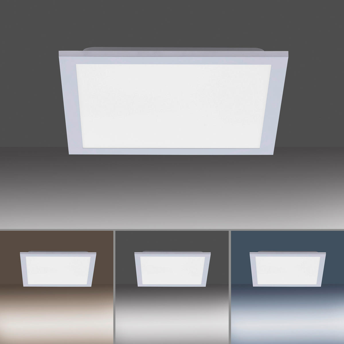 Just Light LED-Deckenpanel FLAT 14754-21 silber weiß Kunststoff Metall B/H/T: ca. 29,5x6x29,5 cm 1 Brennstellen FLAT - weiß/silber (29,50/6,00/29,50cm) - Just Light