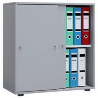 Büroschrank Lona L mit Schiebetüren grau weiß B/H/T: ca. 70x74x37 cm Lona L mit Schiebetüren - weiß/grau (70,00/74,00/37,00cm) - VCM Möbel