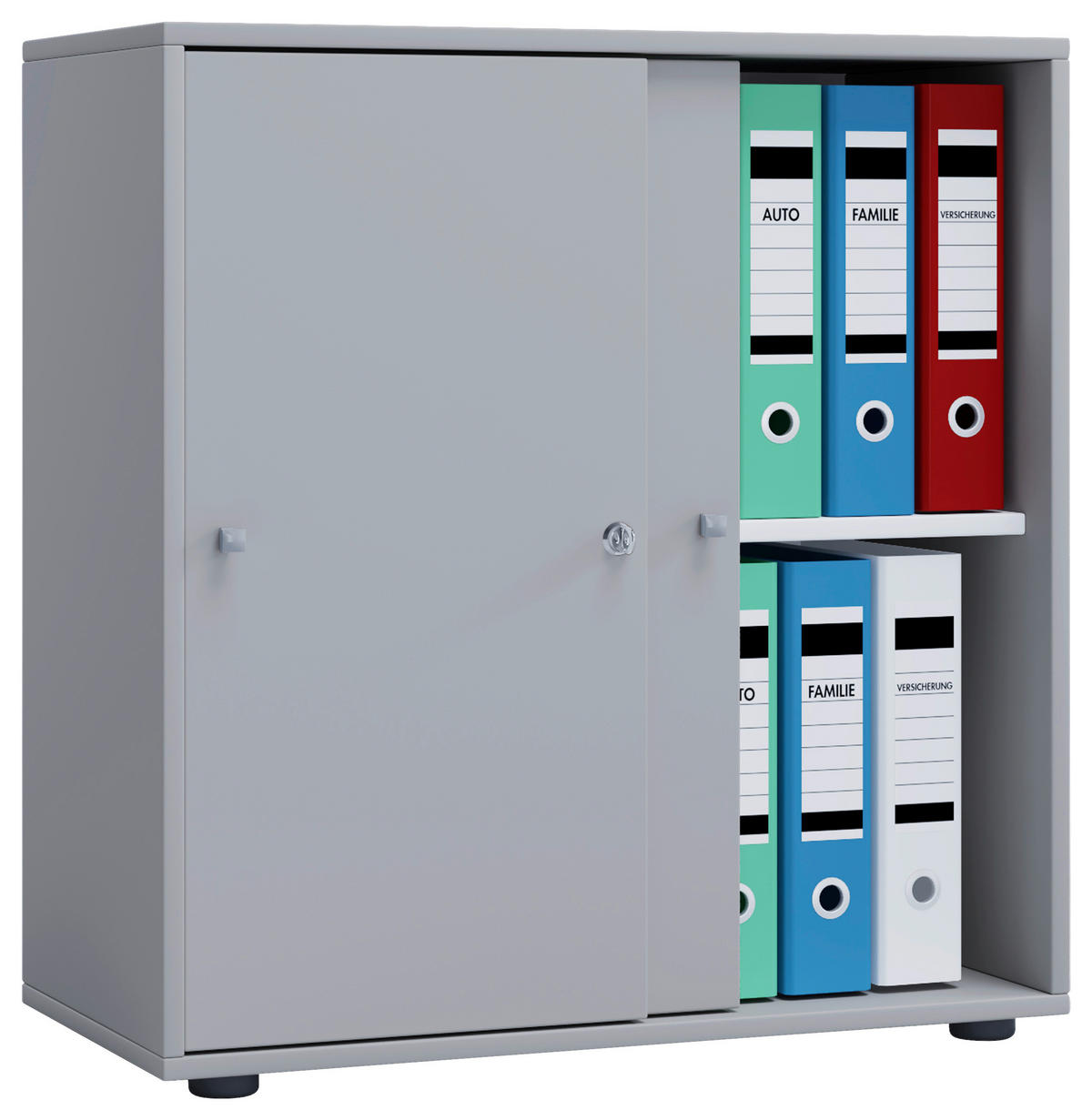 Büroschrank Lona L mit Schiebetüren grau weiß B/H/T: ca. 70x74x37 cm Lona L mit Schiebetüren - weiß/grau (70,00/74,00/37,00cm) - VCM Möbel